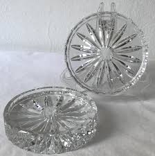 Vintage Faceted Glass Wine Bottle Coasters/ Candle Holders ...
