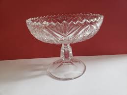 Vintage Glass Sawtooth Rim Compote Dish, Pedestal Serving ...