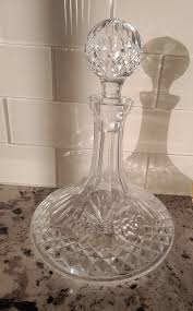 Vintage Large Heavy Cut Glass Ornate Crystal Wine Decanter w ...