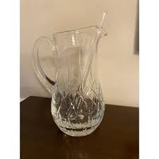 Vintage Block Crystal Pitcher and Stirrer | Chairish
