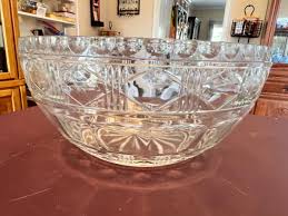 Vintage Heavy Lead Crystal Centerpiece Bowl Floral | eBay