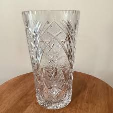 Vintage Mid 20th Century Cut to Clear Crystal Vase Bohemian ...