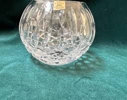 Hand Cut Crystal Rose Bowl - Etsy