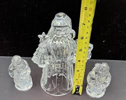24% Lead Crystal Christmas Glass Santa Candle Holder W/ Salt ...