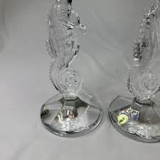 Waterford Crystal set of two 11.5" Seahorse Candlesticks - No Box | eBay