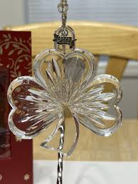 waterford crystal christmas tree ornament Clear Shamrock NIB ...