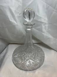 Crystal Cut Ships Decanter With Stopper Heavy 11" Tall | eBay