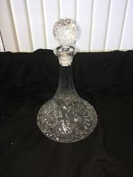 Glass Ships Decanter cut and etched glass Heavy Vintage ...