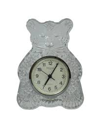 Vintage Waterford Cut Crystal Teddy Bear Library Desk Clock ...