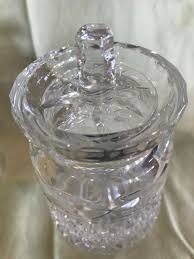GALWAY Irish Cut Crystal Glass Jelly Mustard Jar w Lid LEAH ...
