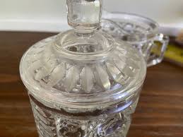 Vintage Federal Glass Windsor Cane and Button Pattern Lidded ...