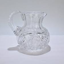 Small Antique Squat Cut Glass Juice or Cocktail Pitcher ...
