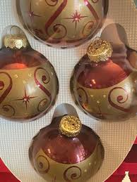 Christmas By Krebs Ornaments Set of 4 Red and Gold Swirls ...