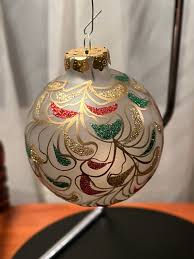 Vintage Glass Glittered Christmas Holiday Ornaments Ornament ...