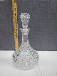 Antique Crystal Ship Decanter with Block and thumbprint ...