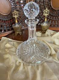 Cut Crystal Glass Decanter Stopper Lid Vintage Elegant Barware Heavy Clear Carafe Home Display Centerpiece Collectible Tableware Chic - Etsy Israel