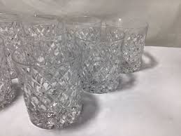 FF32 VINTAGE ANTIQUE SET OF 9 HAND CUT CRYSTAL CUT WATER ...