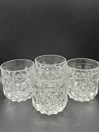 Vintage Pressed Glass Whiskey Glasses: Double Old Fashioned ...