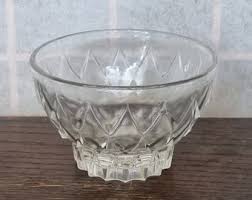 Diamond Cut Glass Bowl | Vintage Small Footed Dish | Jewelry ...