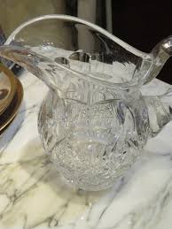 Rare Heavy 19TH Century Brilliant Diamond Hand Cut Glass Pitcher For Sale at 1stDibs
