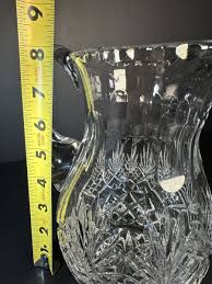 Lead Crystal Glass Pitcher From Poland 8”X 6” Starburst Pattern VTG Elegant | eBay