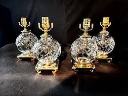 Waterford Lismore Set of Four (4) Globe Style Fine Cut Crystal Lamps | eBay