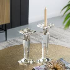 A & B Home Clear Crystal Candle Holders (Set of 2) MO75478-2 ...