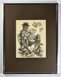 RARE VTG Jim Daly 3D Art Print "Still Trying" Hobo Horses ...