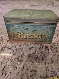 Vintage Wheat Heart Tin Metal Bread Box, Storage Container ...