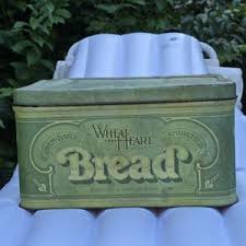 Vintage Wheat Heart Tin Bread Box - Green Metal Bread Box ...