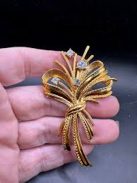 Vintage Rhinestone Bow Pin - Etsy