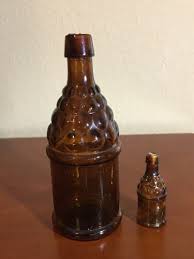Vintage Wheaton 9.5 “ Plus 3 “Brown Wine Drum Grapes Bottle made in Taiwan | eBay