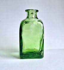 Vintage Lime Green Glass Apothecary Bottle: UV Reactive ...