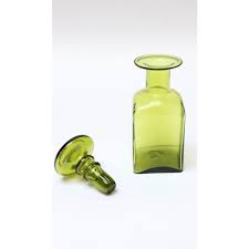 Vintage Chartreuse Green Blown Glass Decanter With Stopper ...