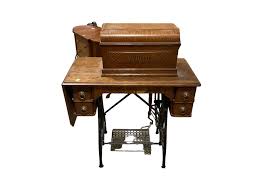 Lot - Vintage Queen Sewing Machine with 4-Drawer Cabinet and Cover