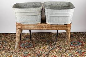 Vintage Double Wash Tub On Casters