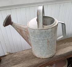 VINTAGE GALVANIZED WATERING CAN with Copper Sprinkle Head | eBay