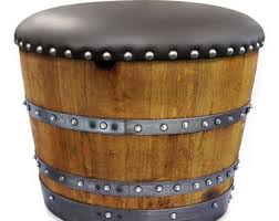 Wine & Whiskey Barrel Ottoman Chair: Rustic Solid Oak ...
