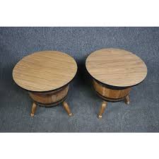 Mid Century Modern Whiskey Barrel Side Tables - a Pair | Chairish