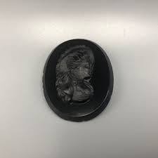 Vintage Black Glass Cameo Brooch Oval Mourning Jewelry - Etsy