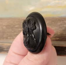 ANTIQUE Victorian Whitby Jet Carved Cameo of a Roman or ...