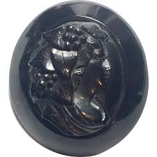 Similar Items to ANTIQUE Victorian Mourning Whitby Jet Cameo ...