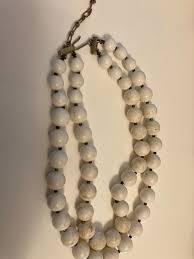 vintage estate WHITE BEAD DOUBLE STRAND CHOKER NECKLACE | eBay