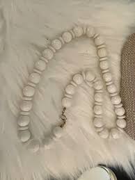 Necklace Chunky White Plastic Acrylic Beaded Retro Vintage ...