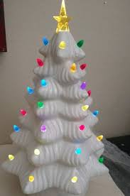 Light Up Ceramic White Christmas Tree Multi Colored Lights ...