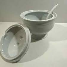 Crate And Barrel White Ceramic Footed Soup Tureen With Ladle ...