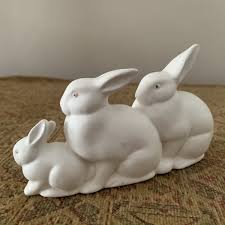Vintage Department 56 Easter White 3 Bunnies Figurine ...