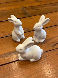 Distressed White Decorative Bunny Figurines, Easter & Spring ...