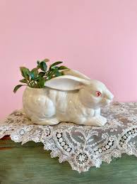 Vintage Ceramic INARCO Japan White Rabbit With Red Eyes ...