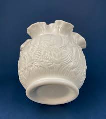 Small Milk Glass Vase With Ruffled Edge. Round Flower Vase ...